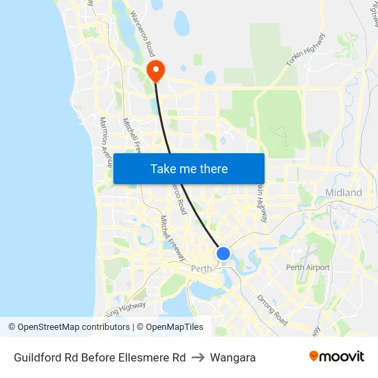Guildford Rd Before Ellesmere Rd to Wangara map