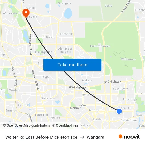 Walter Rd East Before Mickleton Tce to Wangara map