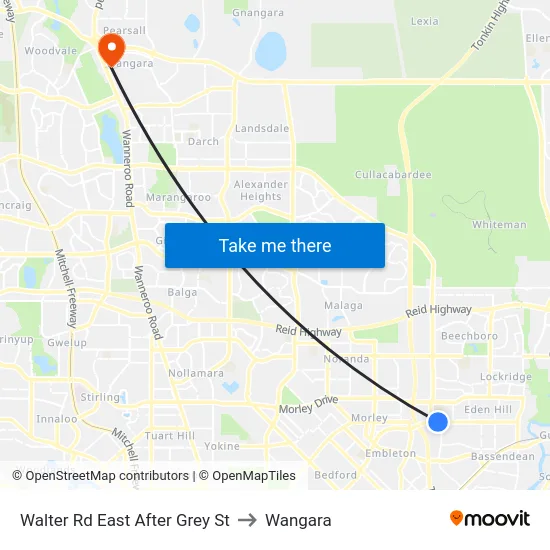 Walter Rd East After Grey St to Wangara map