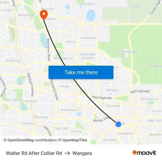 Walter Rd After Collier Rd to Wangara map
