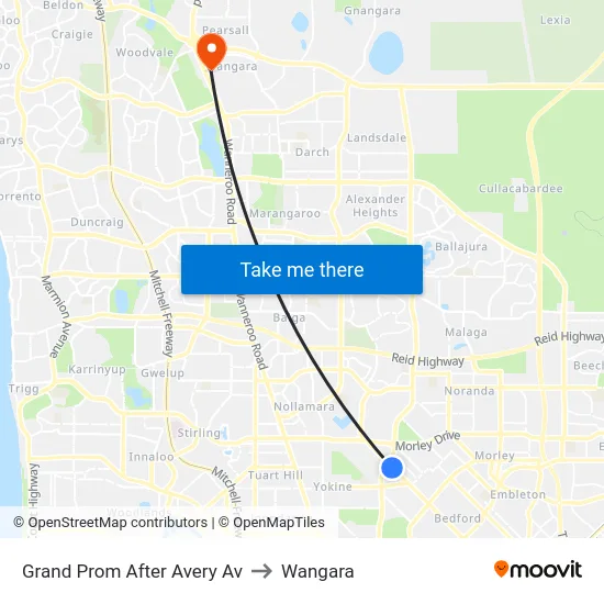 Grand Prom After Avery Av to Wangara map