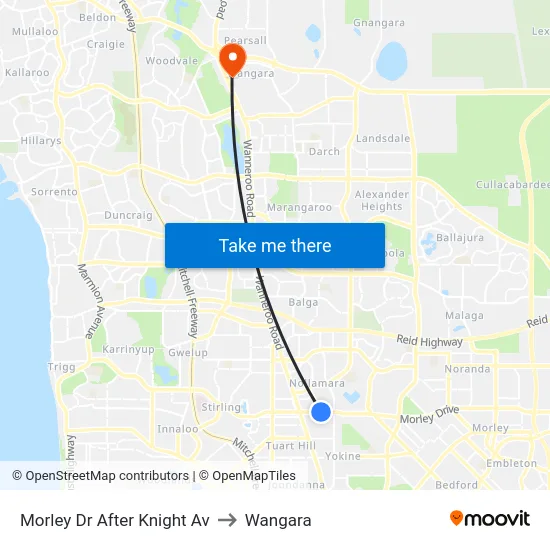 Morley Dr After Knight Av to Wangara map