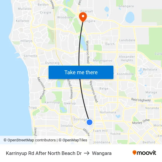 Karrinyup Rd After North Beach Dr to Wangara map