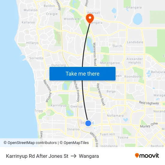 Karrinyup Rd After Jones St to Wangara map