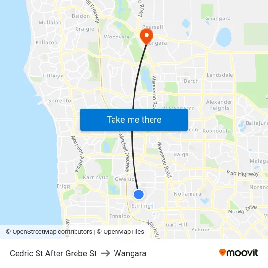 Cedric St After Grebe St to Wangara map