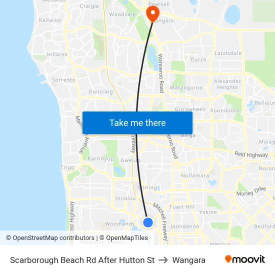 Scarborough Beach Rd After Hutton St to Wangara map