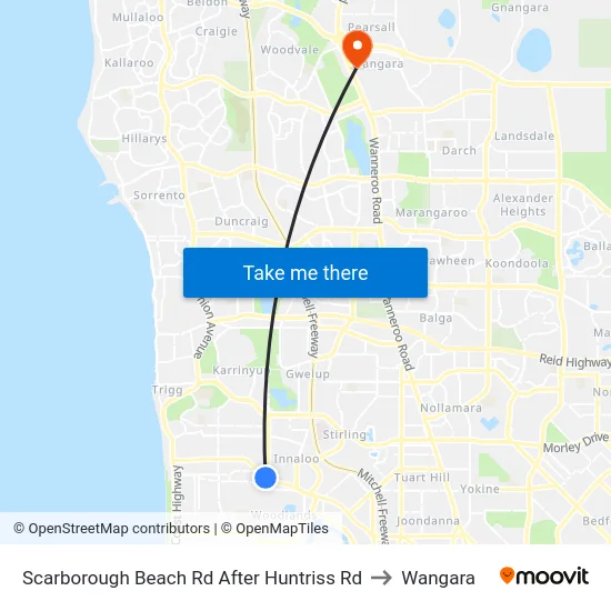 Scarborough Beach Rd After Huntriss Rd to Wangara map