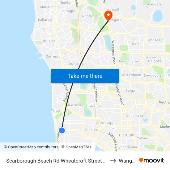 Scarborough Beach Rd Wheatcroft Street Cat Id 18 to Wangara map