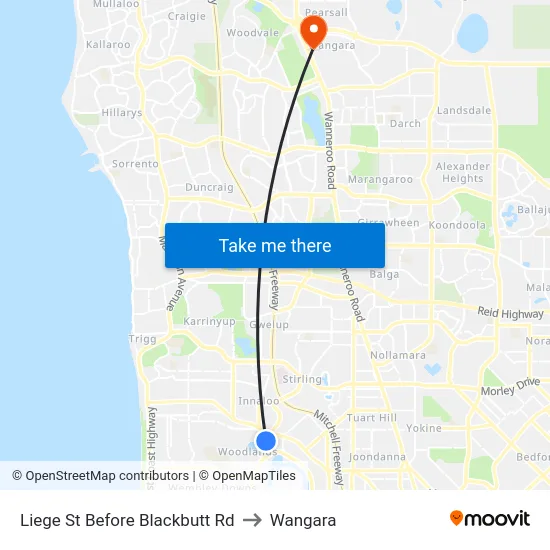 Liege St Before Blackbutt Rd to Wangara map