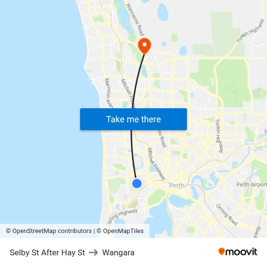 Selby St After Hay St to Wangara map