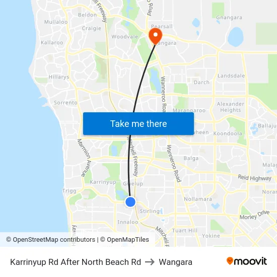 Karrinyup Rd After North Beach Rd to Wangara map
