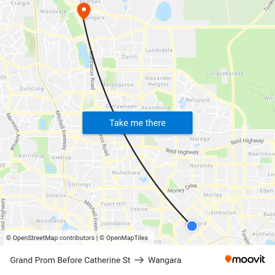 Grand Prom Before Catherine St to Wangara map