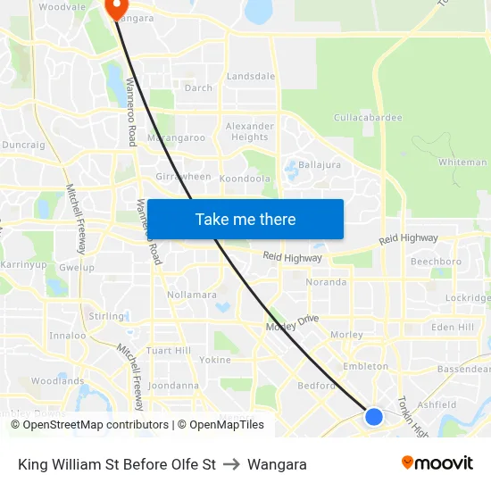 King William St Before Olfe St to Wangara map