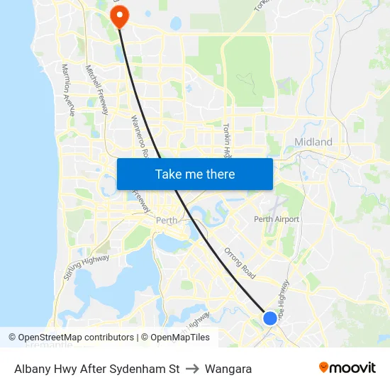 Albany Hwy After Sydenham St to Wangara map
