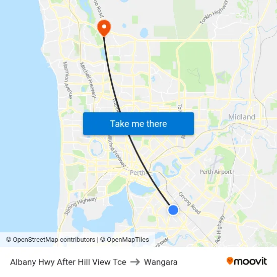 Albany Hwy After Hill View Tce to Wangara map