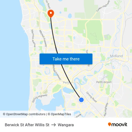Berwick St After Willis St to Wangara map