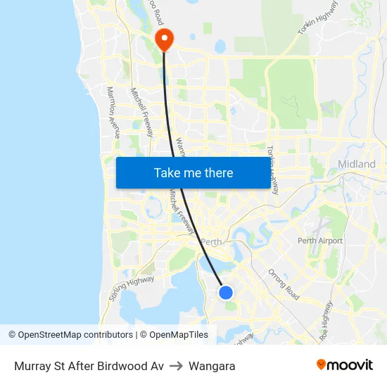 Murray St After Birdwood Av to Wangara map