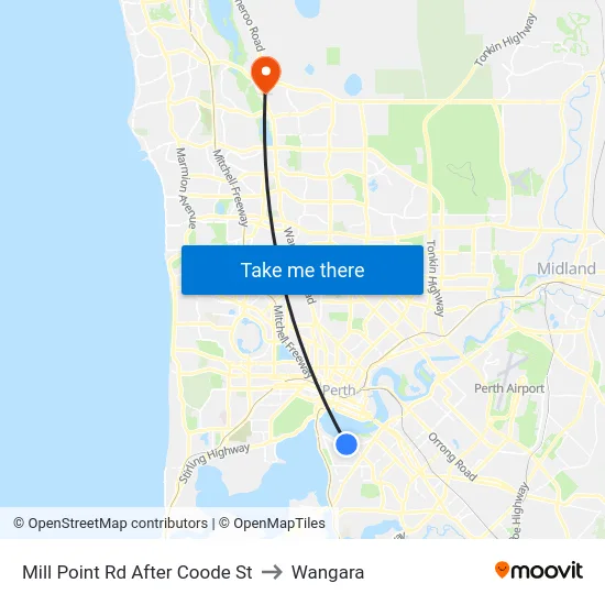 Mill Point Rd After Coode St to Wangara map