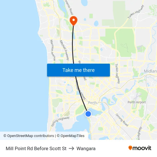 Mill Point Rd Before Scott St to Wangara map
