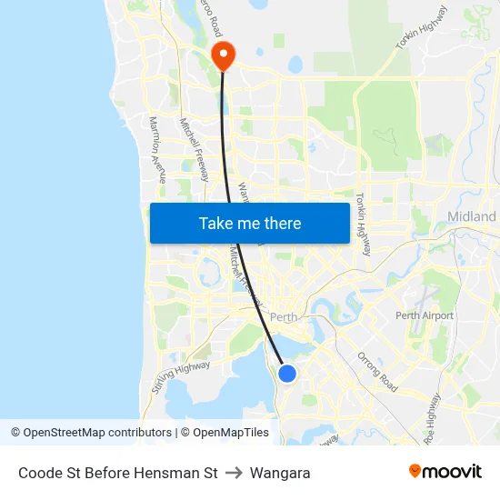Coode St Before Hensman St to Wangara map