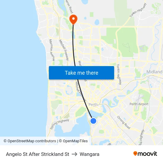 Angelo St After Strickland St to Wangara map