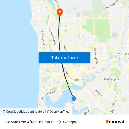 Melville Pde After Thelma St to Wangara map