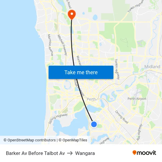 Barker Av Before Talbot Av to Wangara map