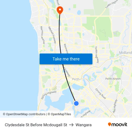 Clydesdale St Before Mcdougall St to Wangara map