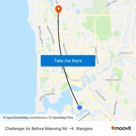 Challenger Av Before Manning Rd to Wangara map