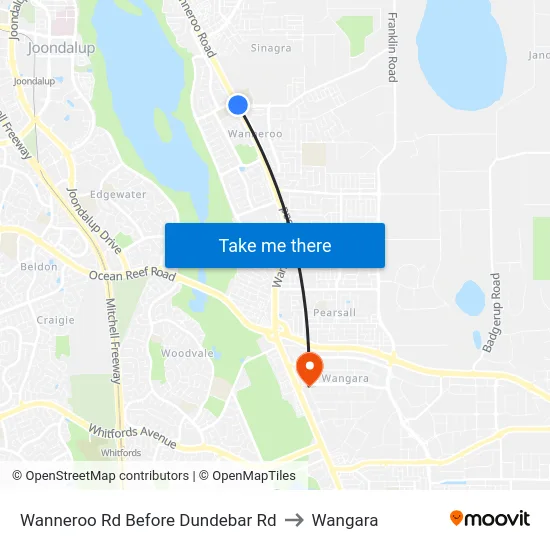 Wanneroo Rd Before Dundebar Rd to Wangara map