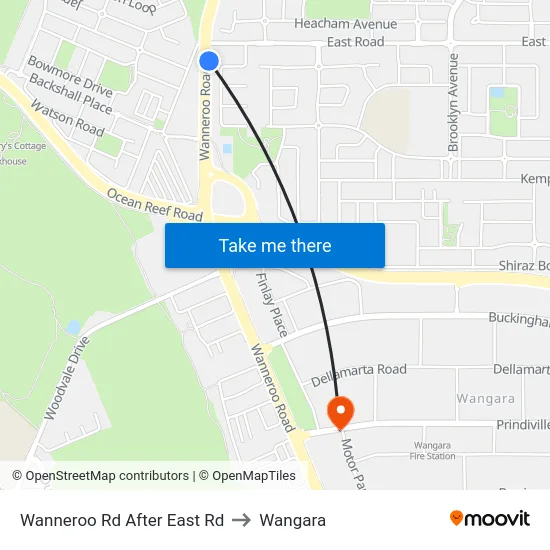 Wanneroo Rd After East Rd to Wangara map