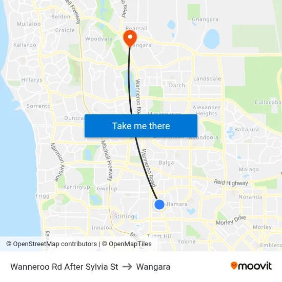 Wanneroo Rd After Sylvia St to Wangara map