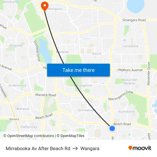 Mirrabooka Av After Beach Rd to Wangara map