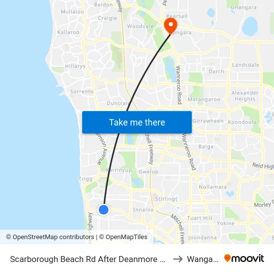Scarborough Beach Rd After Deanmore Rd to Wangara map
