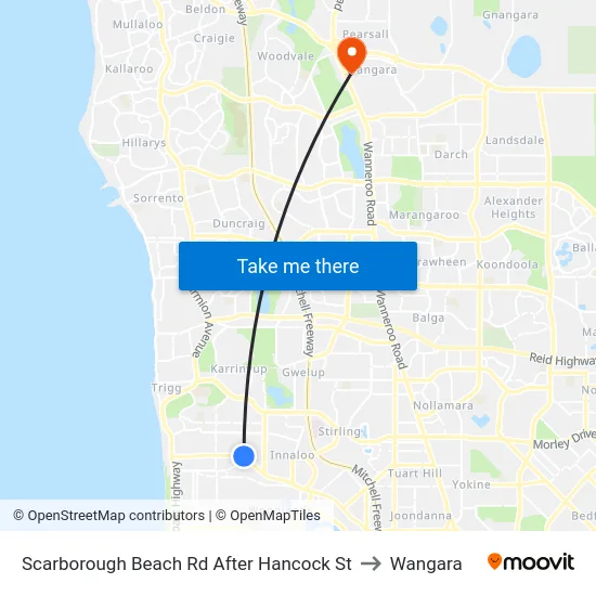 Scarborough Beach Rd After Hancock St to Wangara map