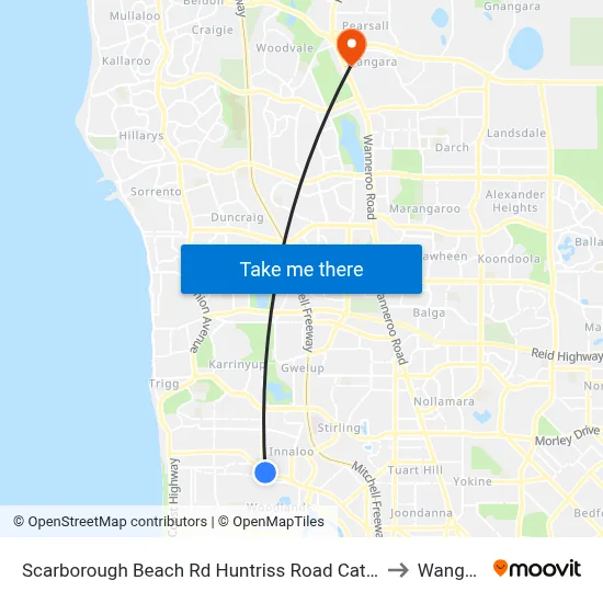 Scarborough Beach Rd Huntriss Road Cat Id 31 to Wangara map