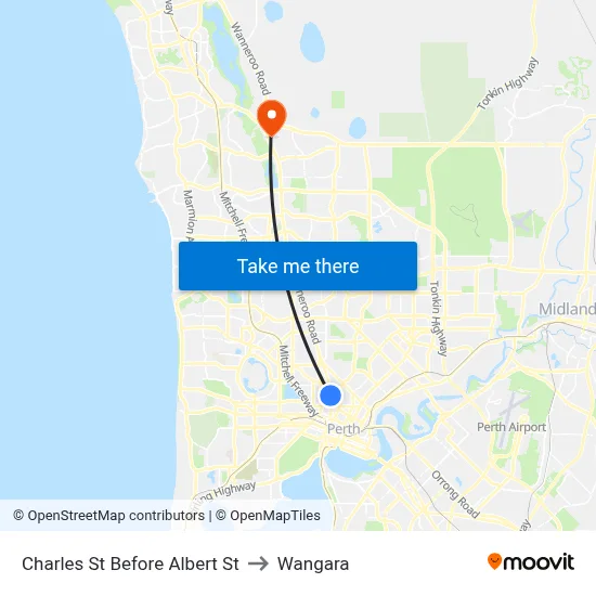 Charles St Before Albert St to Wangara map