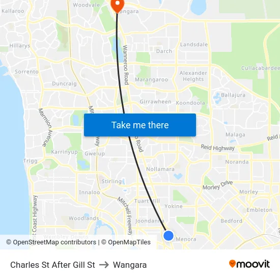 Charles St After Gill St to Wangara map