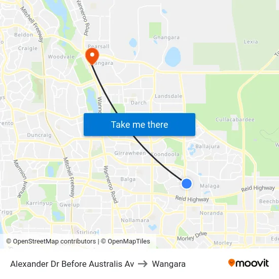Alexander Dr Before Australis Av to Wangara map