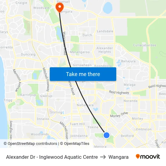 Alexander Dr - Inglewood Aquatic Centre to Wangara map