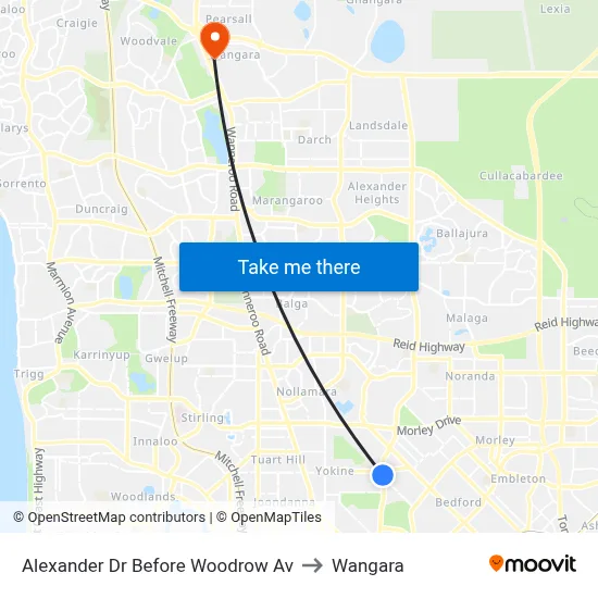 Alexander Dr Before Woodrow Av to Wangara map