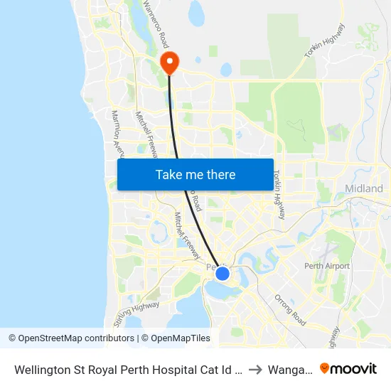 Wellington St Royal Perth Hospital Cat Id 69 to Wangara map