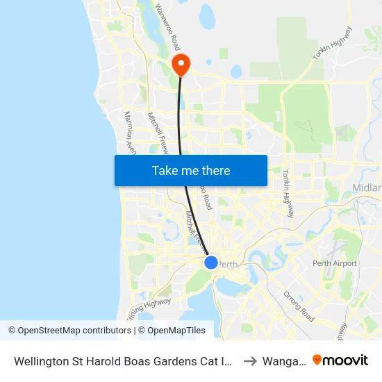 Wellington St Harold Boas Gardens Cat Id 41 to Wangara map