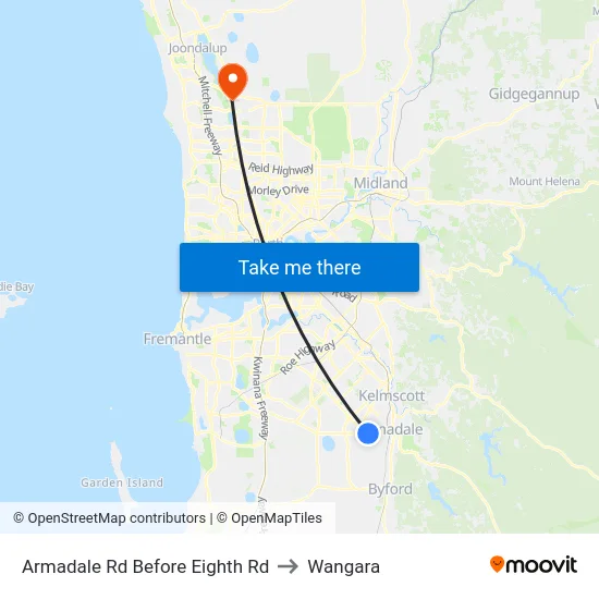 Armadale Rd Before Eighth Rd to Wangara map