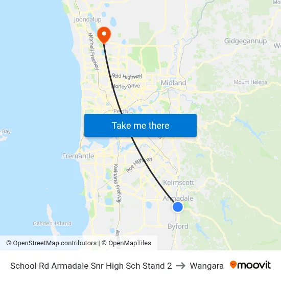 School Rd Armadale Snr High Sch Stand 2 to Wangara map