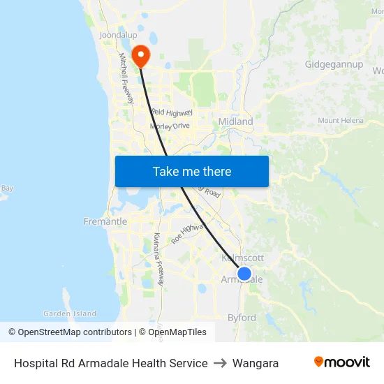 Hospital Rd Armadale Health Service to Wangara map