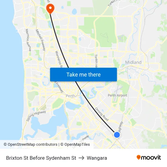 Brixton St Before Sydenham St to Wangara map
