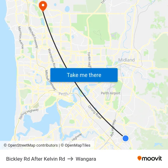 Bickley Rd After Kelvin Rd to Wangara map