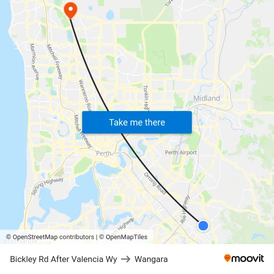 Bickley Rd After Valencia Wy to Wangara map