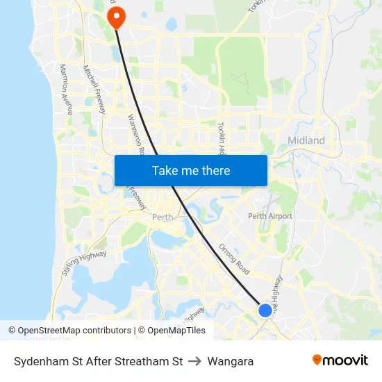 Sydenham St After Streatham St to Wangara map